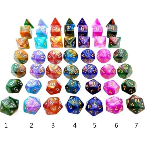 Rollooo Two-tone RPG Dice Polyhedral Dice D4 D6 D8 D10 D00 D12 D20 Set of 7