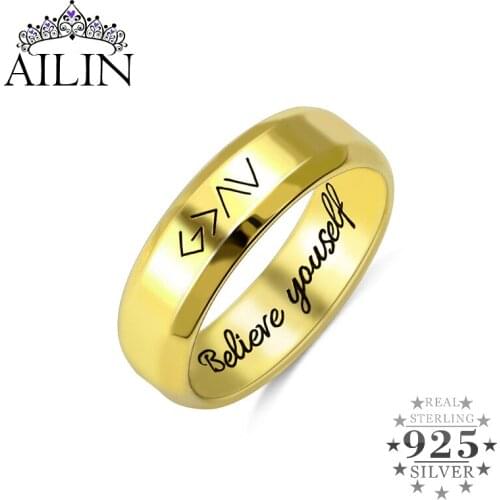 AILIN Custom Engrave Religious Ring For Women Men God is greater than the highs and lows Ring Faith Jewelry Christmas Gifts