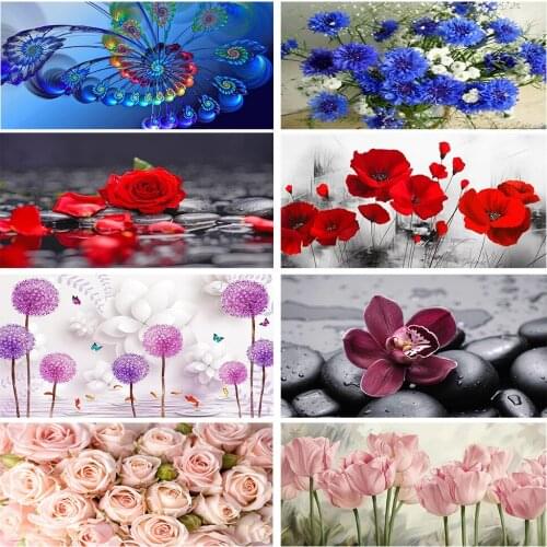 5D DIY Art Diamond Painting Flower Rose Pattern Diamond Mosaic Full Embroidery Cross Stitch Home Decoration Gift