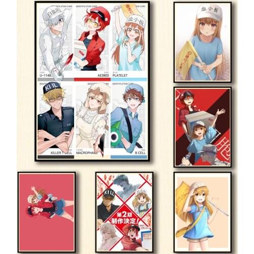 WTQ Anime Posters Cells At Work Canvas Painting Wall Decor Retro Poster Wall Art Picture Room Decor Home Decor