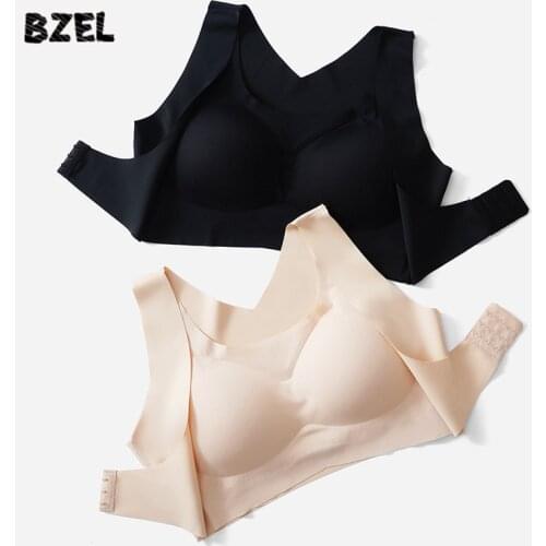 BZEL Large Size Seamless Womens Bras Breathable Sports Top Bra Solid Sexy Lingerie Soft Comfortable Push Up Brassiere Tube Top