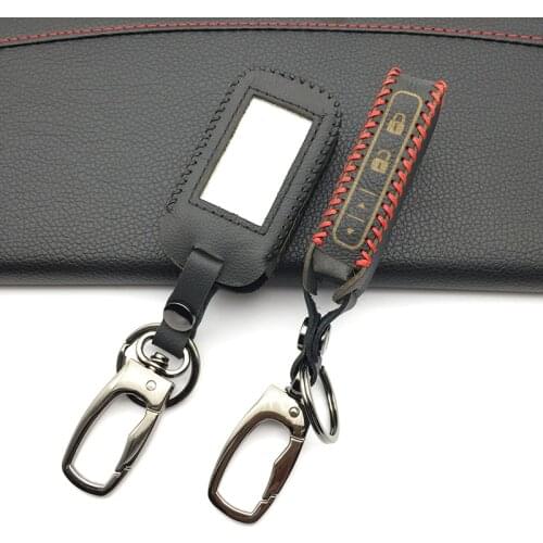 100% Leather Case Key Cover For Starline E90 E63 E91 E61 E95 E66 E60 LCD Two Way Car Alarm Remote Case Keychain Transmitter