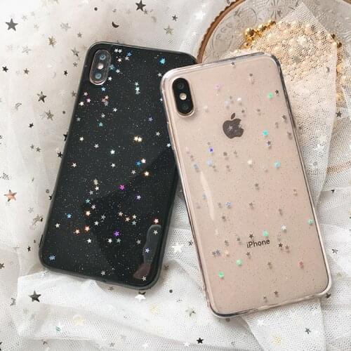 For iphone 7 8 plus iphone XR XS Max X 10 8plus Case Glitter Star Silicon Cover for iphone 6s 6 s plus iphone 11 12 Pro Max Case