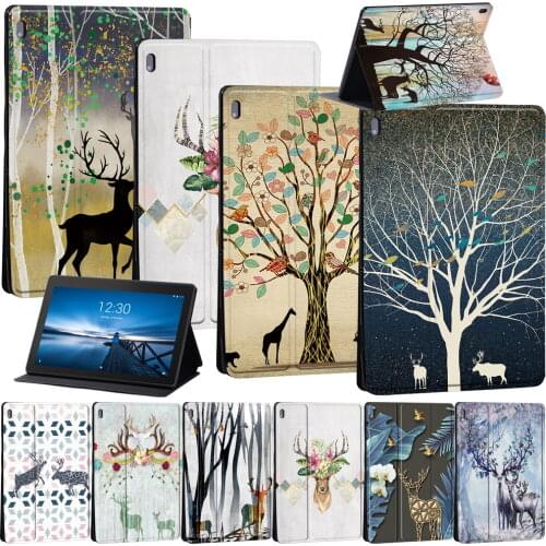 Tablet Case for Lenovo Tab E10 10.1"/M10 10.1"/Tab M10 Plus 10.3" TB-X606F Painting Deer Series Leather Flip Stand Cover Case