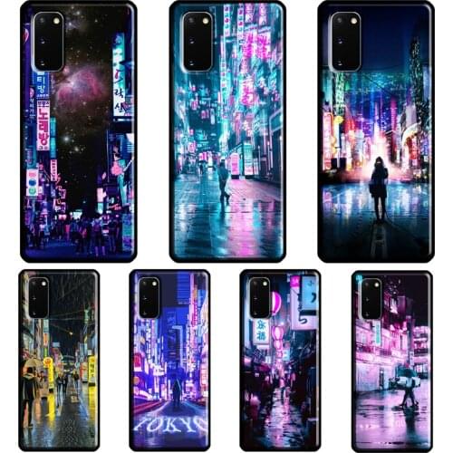 Neon Tokyo Seoul Case For Samsung Galaxy S21 Ultra S8 S9 S10 Plus Note 9 10 Note 20 Ultra S20 FE Back Cover