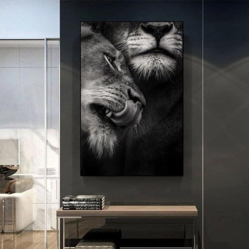 Black and White Animals Africa Wild Lovers Lion Wall Art Posters and Prints Art Pictures Home Decor Murals Living Room Decor