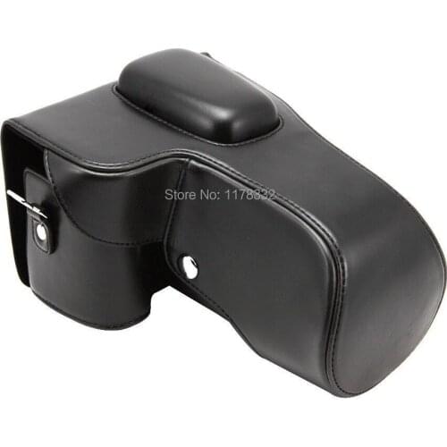 Black Leather Camera Pouch Detachable Case Bag Shoulder Strap For Nik@n D3200 D3300 18-55mm Lens