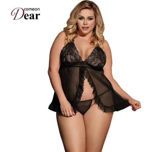 Comeondear Lingerie Sexy Hot Erotic Sleeveless Transparent Porno Lingerie Black Split Halter Sleeveless Sexy Costumes RA80526