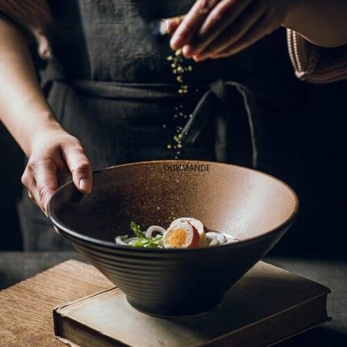 7/8/9 Inch Chinese Retro Style Color Glaze Ceramic Noodle Bowl Salad Bowl China Porcelain Kitchen Utensils Bowls