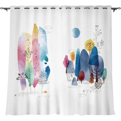 Colorful Curtains For Kindergarten Childrens Room Curtains Forest Colorful World Bedroom Kitchen Curtain For Living Room