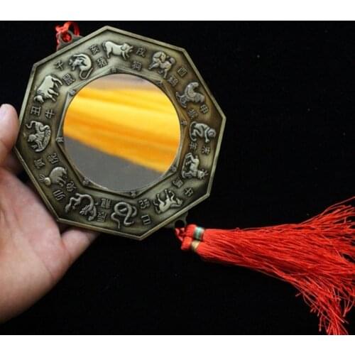 Decorative pendant Chinese Feng Shui Bagua Mirror Yin Yang Bagua Mirror with Chinese Knot Good Luck Fortune Prayer Hanging Decor