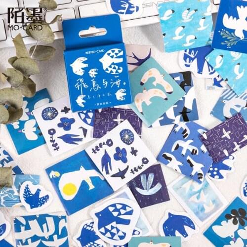 46 Pcs/box Cute Bird and Sea Series Decorative Stationery Planner Stickers Scrapbooking DIY Diary Album Stick Lable