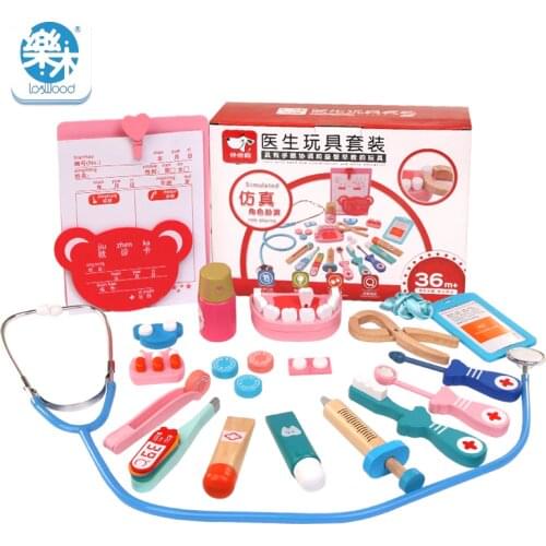 Logwood Wooden toys child doctor toy set real life simulation role playing doctor game dentist toy