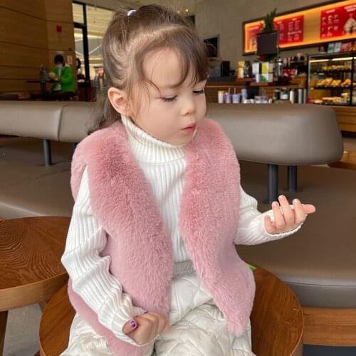 Childrens Vest baby Rex Rabbit Fur Vest Plush vest cotton parent-child waistcoat to wear warm outside