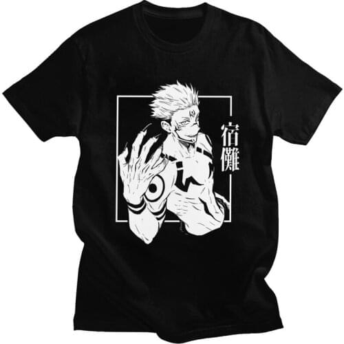 Funny Japan Anime Manga Jujutsu Kaisen T Shirts Men Short-Sleeve Ryomen Sukuna T-shirt Summer Tee Cotton Slim Fit Tshirt