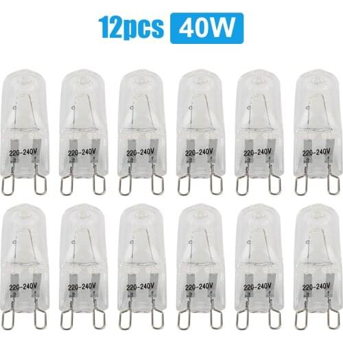 G9 40W Clear Halogen Capsule Bulbs Dimmable,220-240V, Warm White 2700K, 580 Lumen, Up to 3000 Hours Life, 12 Pack, by Fancibuy