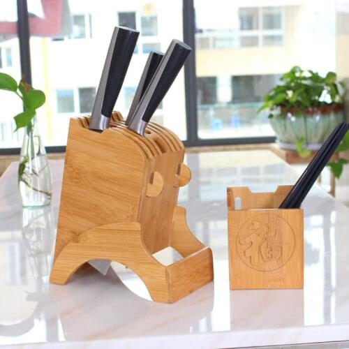 GEETEST Wood Kitchen Knife Holder Bamboo Scissors Chopsticks Gadget Storage Shelf Rack Knife Block Stand Organizer Accessories