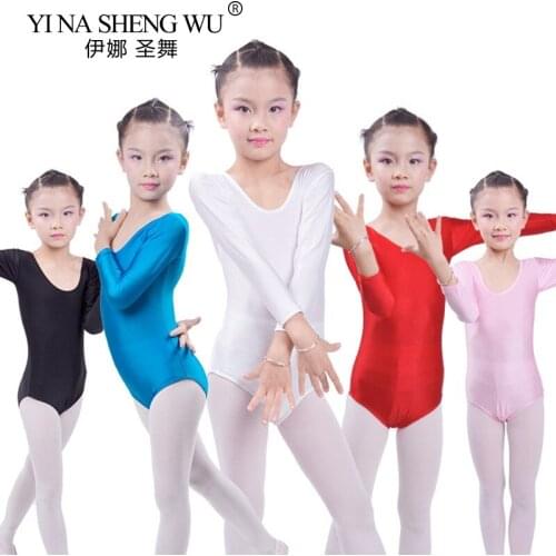 Long Sleeve Gymnastics Leotard Kid Ballet Leotards For Girls Dance Bodysuit Bodywear Stretch Spandex Swimsuit For Ballet Dancing
