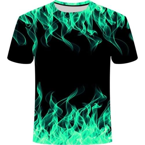 Harajuku Flame Men/women T shirt red Blue Flaming 3d print T-shirt high quality fashion Short sleeve Comfort O-neck tshirt summe