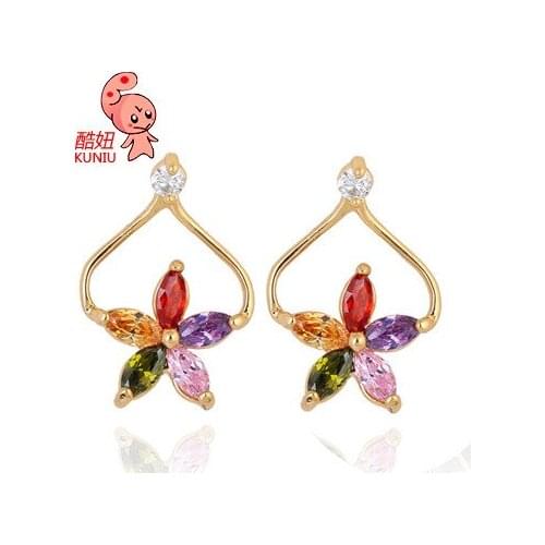 Exquisite simple star shape stud earrings women crystal metal material anniversary engagement fashion jewelry
