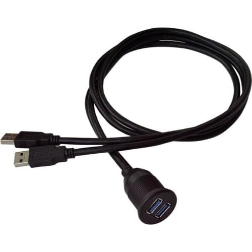 Dual-port USB3.0 Waterproof Cable Car, Ship, Motorcycle Dashboard Panel Data Extension Cable 1m