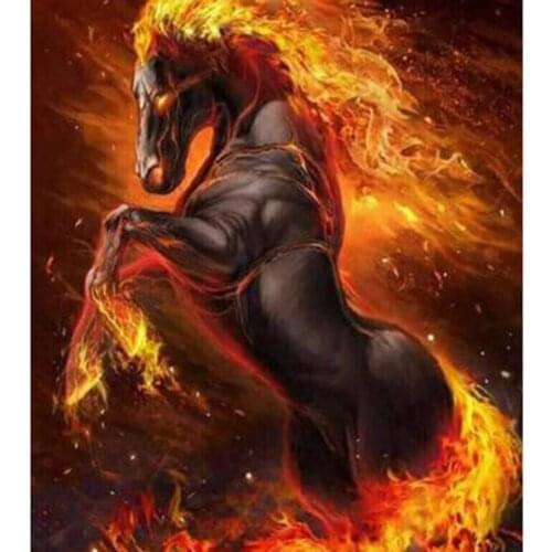 5D DIY Diamond Painting Animal Painting Bath Fire Horse Picture Cross Stitch Square Round Diamond Embroidery Decoration WG2865