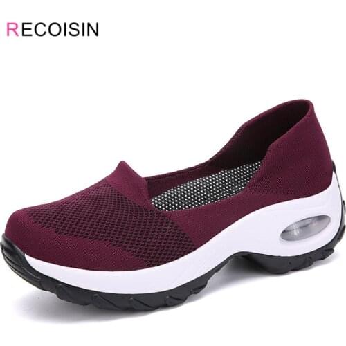 RECOISIN Summer Sneakers Women Slip-On Sports Shoes for Women Breathable Mesh Casual Flats Womens Loafers creepers moccasins