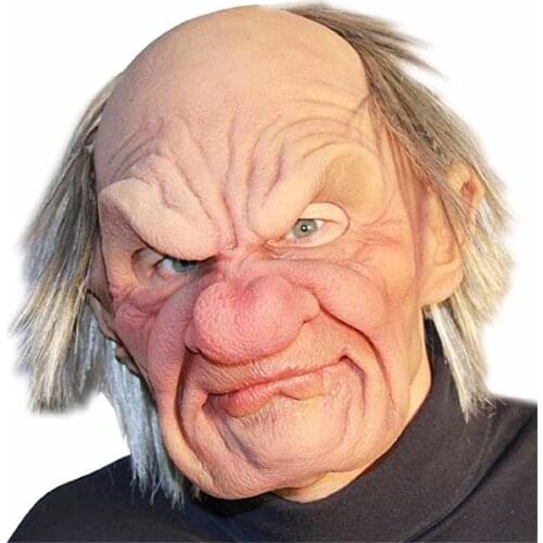 Halloween Masks For Adults Scary And Creepy Grumpy With Santa Hat Old Mask Super Soft Latex Face Mask With Mouth Movement Hot