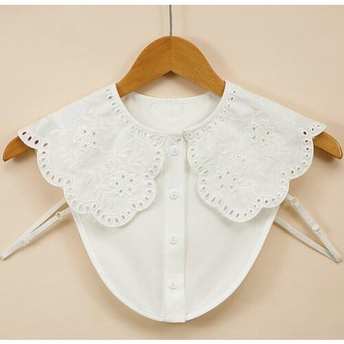 Sweet Lace Layered Chiffon Fake Collar Necklace Embroidery Sunflower Lapel Half Shirt Blouse Adjustable Dickey for Women Girls