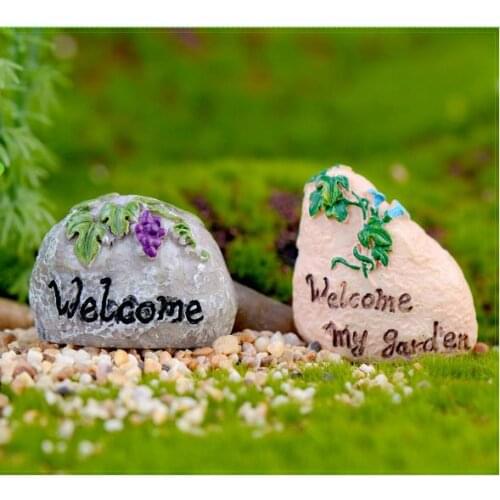 Mini Road Sign Welcome Figurines Miniature Craft Signpost Fairy Garden Miniature Bonsai Micro Landscape Decoration