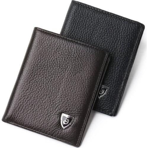 Fashion Men Small Cowhide Leather Purses Ultra-thin Wallet Mini Money Cards Holder Wallets Gifts New