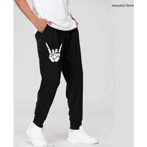 Skull Men Women Sports Long Pants Gothic Hand Personality Rap Sweatpants Soft EU Size Cool Punk Rock Fitness Trousers OU-599-4
