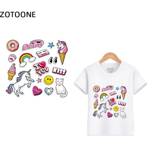 ZOTOONE New Ice Cream Pink Unicorn Heat Transfer Heat Transfer Sticker A Grade Offset Heat Transfer Pattern Spot Wholesale G