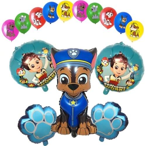 New Paw Patrol Foil Balloons Chase Skye Rubble Patrulla Canina Figure Balloon Boys Girls Birthday Party Deco DIY Toys For Child