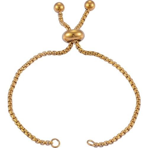 5 PCS Set Of Stainless Steel Gold-Plated Bracelet Connector Rectangular Ring Pendant DIY Jewelry Making Accessories