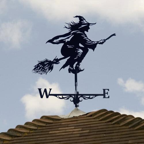 Garden Decor Creative Witch Weather Vane Funny Wind Speed Spinner Vane Garden Decorations Roof Household Patio Yard Decoration