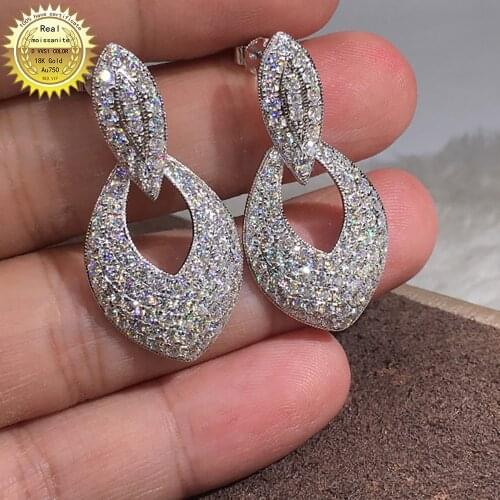 100% 18K Au750 white Gold Earrings We only sell DVVS Moissanite Diamonds Earrings
