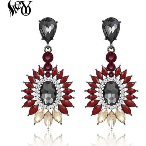 VEYO Round Acrylic Crystal Drop Earring Resin Vintage Earrings for women High Quality Brincos Pendientes