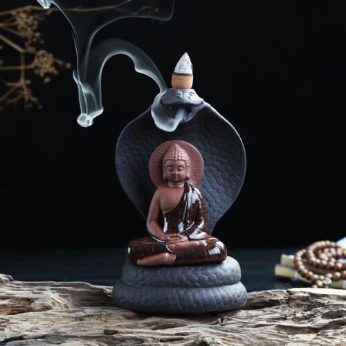 Snake Head Buddha Statue Backflow Incense Burner Smoke Waterfall Incense Holder Mountain River Handicraft Aromatherapy Furnace