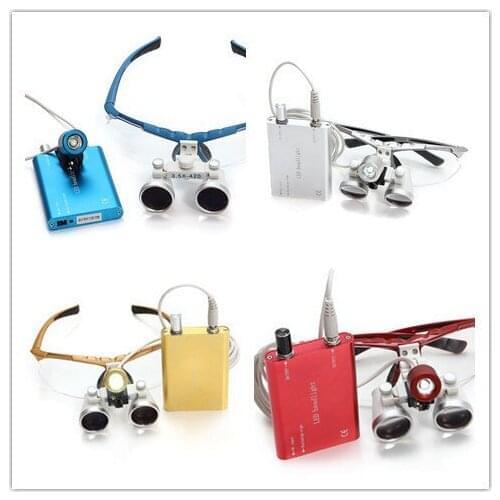 Dental Loupe 2.5X 3.5X Medical Binocular Loupe Magnifier LED Headlight Rechargeable Lithium Battery Magnifying Glasses 3W Lamp