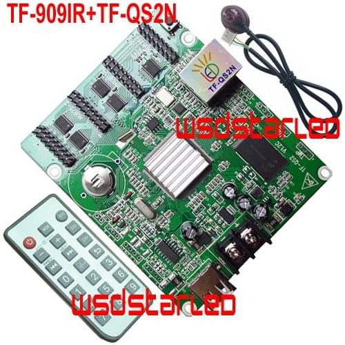 TF-909IR+TF-QS2N IR remote LED controller 1/32 Scan 256*128 4*HUB75E USB+Ethernet full color asynchronous LED control card