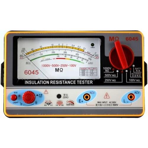 TY6045 (100V-250V-500V-1000V) insulation resistance meter,analog INSULATION TESTER, 0.5-2000M