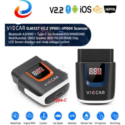 Viecar ELM327 V2.2 PIC18F25K80 OBD2 Bluetooth 4.0 WIFI ELM 327 wi-fi Scanner Auto Tool OBD 2 Car Diagnostic For Android/IOS