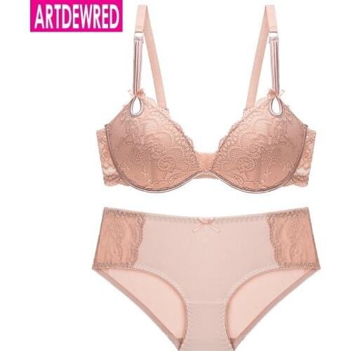 High quality Deep V Sexy Plus size Push up Bra set Floral Embroidery Lace Women Underwear set Bra and Panties