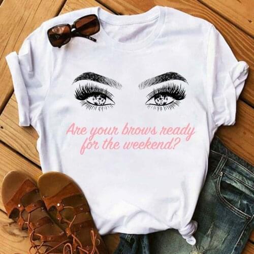 Beauty Eye Print Women T Shirt Vintage Summer Casual Short Sleeve O Neck T-shirt Kawaii Ladies White Tshirt Female Tops
