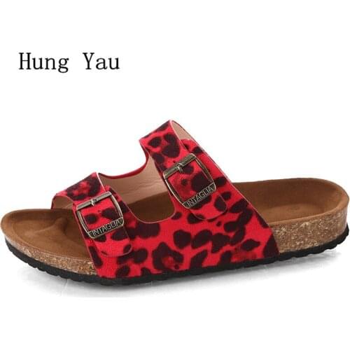 Woman Sandals Shoes Slippers Leopard Flats Outdoor Summer Platform Slides Slip On Fashion Casual Comfortable Plus Size 35-44
