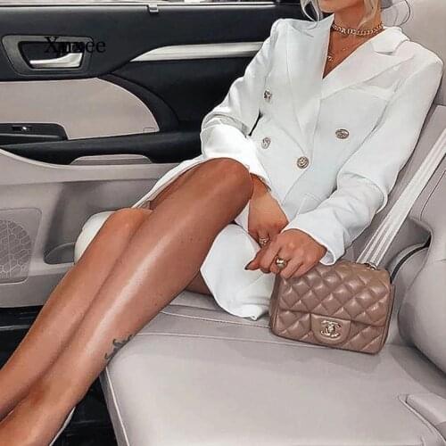 Lady Solid Coats Womens Blazer Dress Office Double Breasted Elegant Ol Casual Blazer Spring Autumn Slim Sexy Blazer Dressss