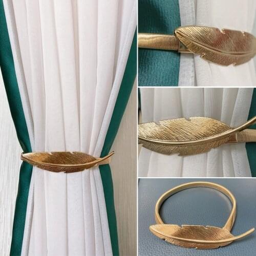 THINKEASY 1PC Leaves Curtain Bandage Metal Spring Bedroom Living Curtain Decoration Accessories Holdback Curtain Hooks