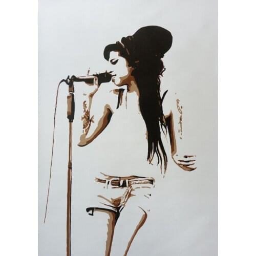 100%Handmade Amy Winehouse 28x16 Pop Art Painting NOT a print or poster