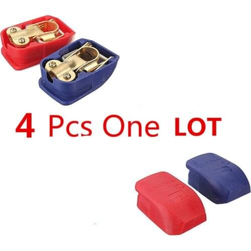 4PCS/2 pair Car Battery Connector Battery Quick Disconnect Quick Connector Battery Terminal Connector with Caps Top Posts